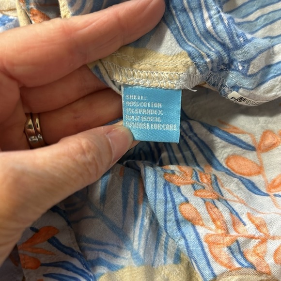 J McLaughlin Lois Shirt Blue Tropical Palm Print Long Sleeve Button Front Sz S - Picture 12 of 16